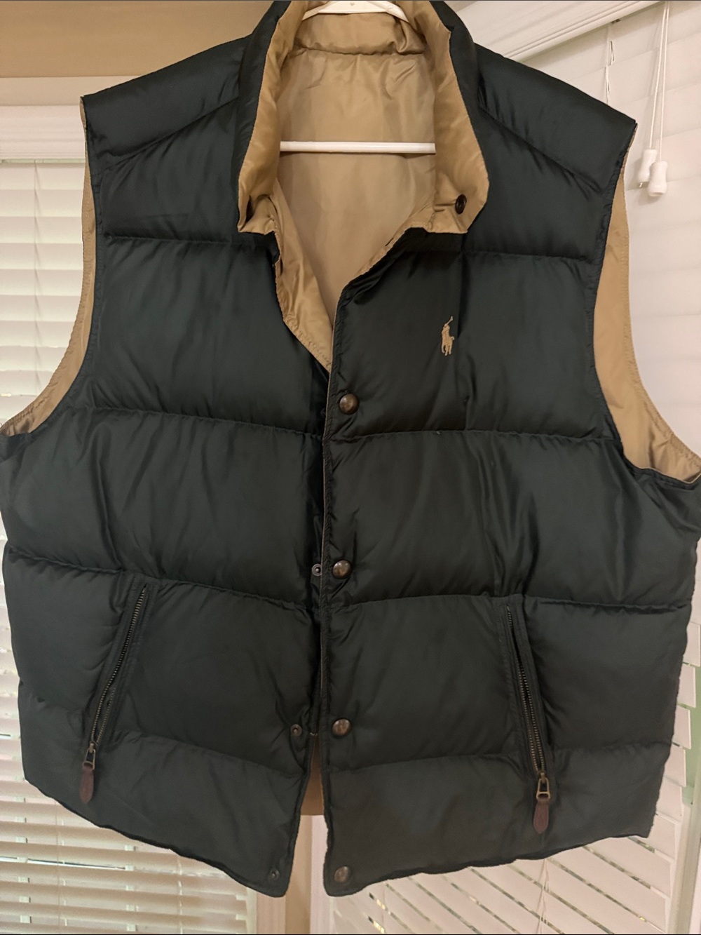 Polo by Ralph Lauren Green and Tan reversable Puffer Vest